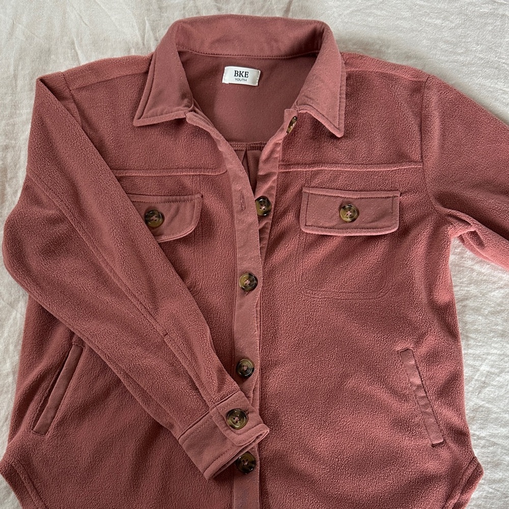 BKE Girl’s Rose Lightweight Fleece Button Up